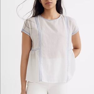 Madewell Embroidered Crewneck Folk Top.